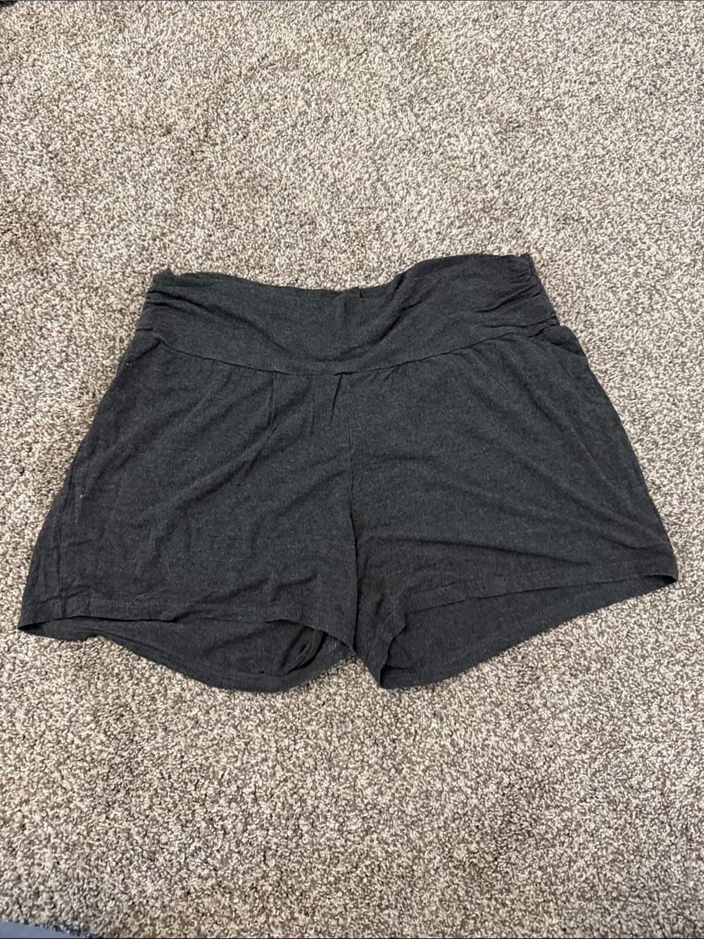 High-Waist Foldover Gray Maternity Women's Shorts - Soft Everyday Stretch
